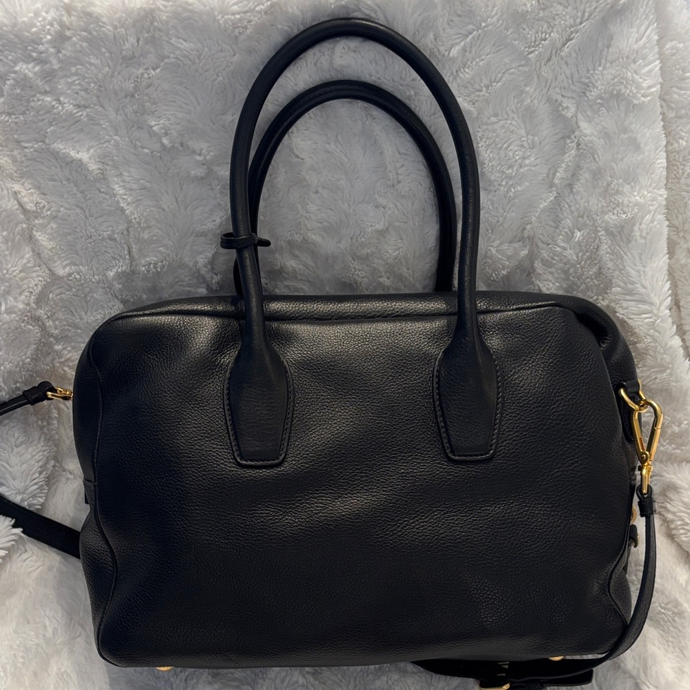 Prada Black Leather Satchel with Gold Accents - Picture 4 of 10